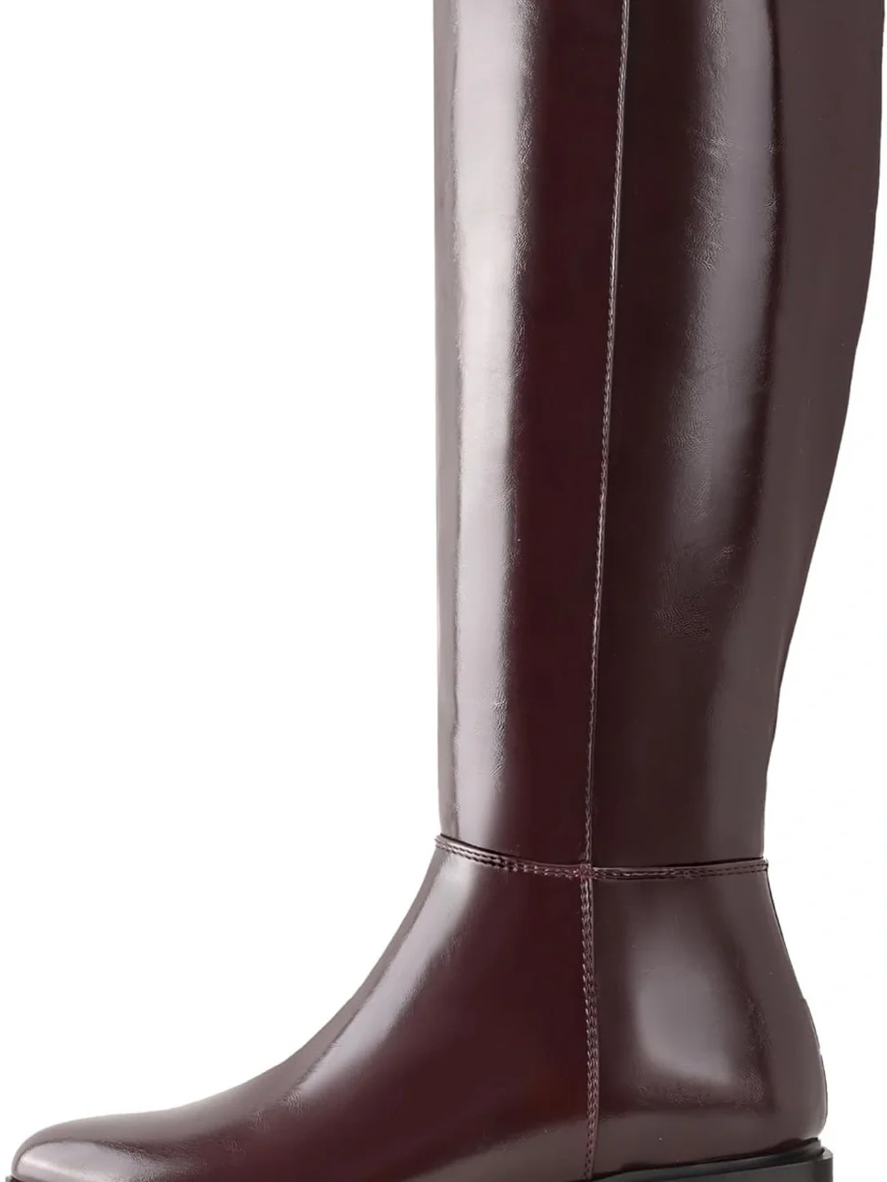 Over-the-Knee Smooth Leather Boots in Burgundy